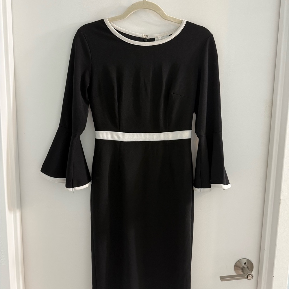 New York & Company Black Sheath Dress with Bell Sleeves